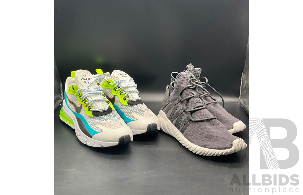 Nike Air 270 React Shoes (size 12 US) and Adidas Shoes (size 9 US)