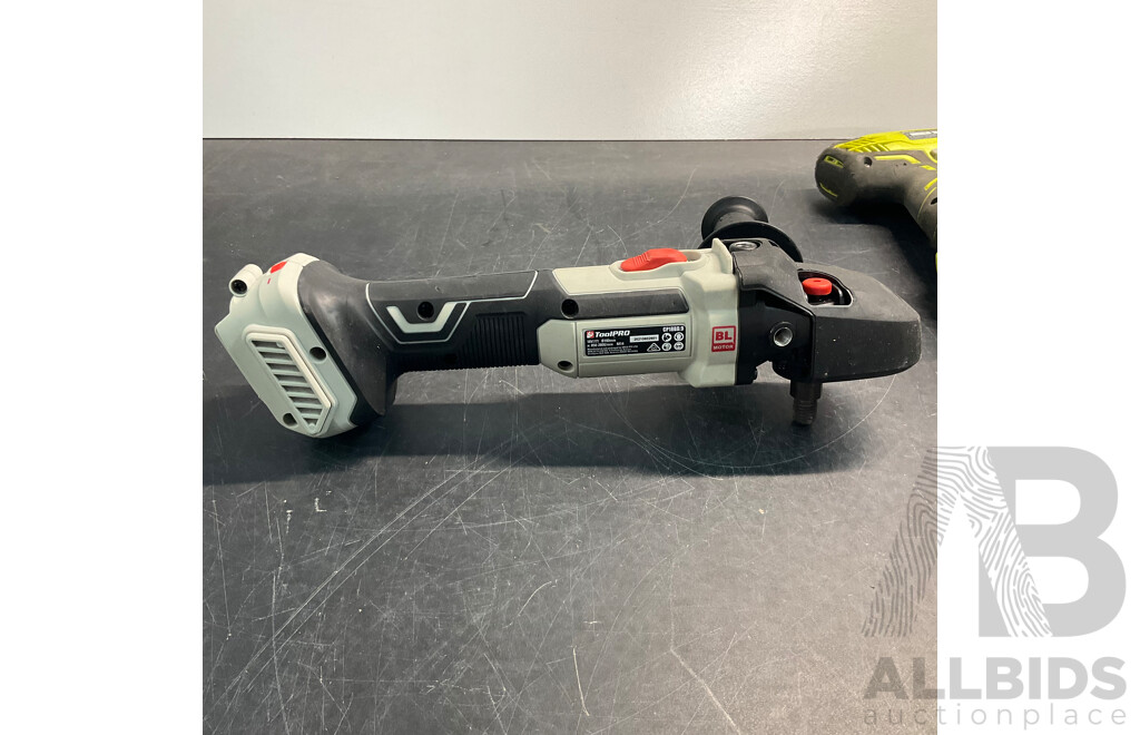 ToolPRO 18V Brushless 180mm Polisher Skin X2, Ryobi Drill, AEG Angle Grinder, FERREX Pro Drill