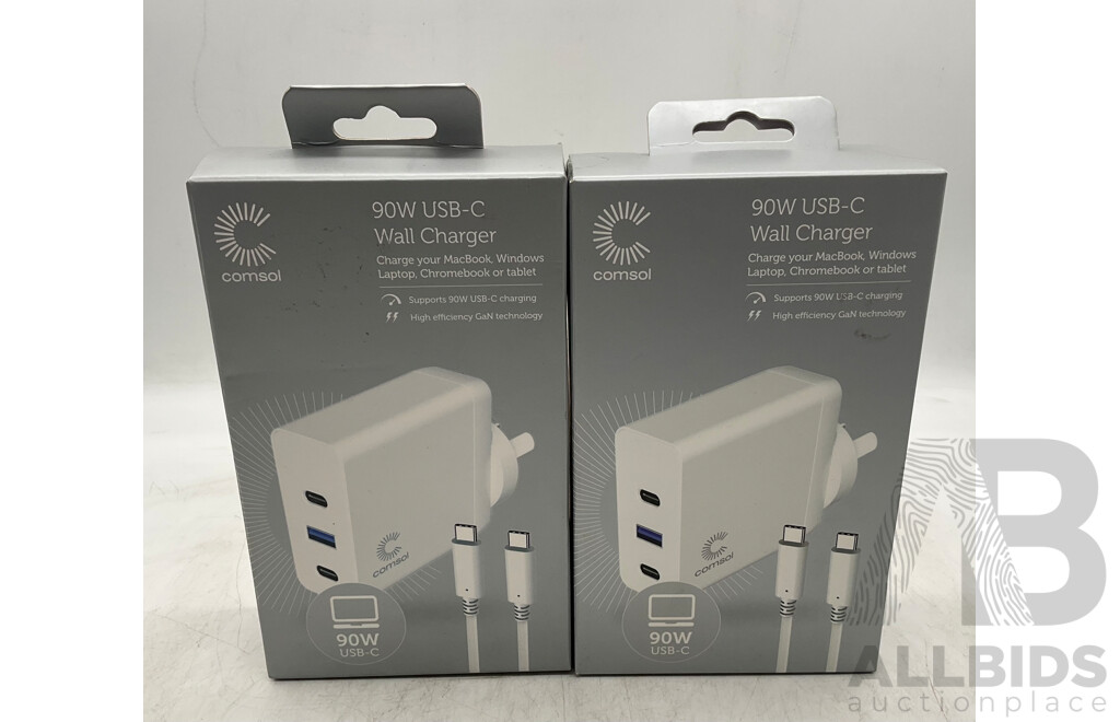 COMSOL 90W USB-C Wall Charger 2x, Power Bank Charger, 4 Port USB Desktop Charger with USB-C & USB-C to Triple Display Port Adapter - ORP $269.99