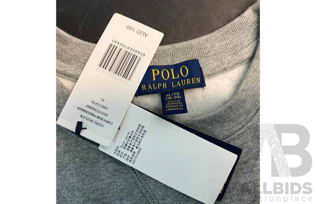 RALPH LAUREN Crew Sweatshirt Size XL & POLO Shirt  Size M & Belt Size M - Lot of 3