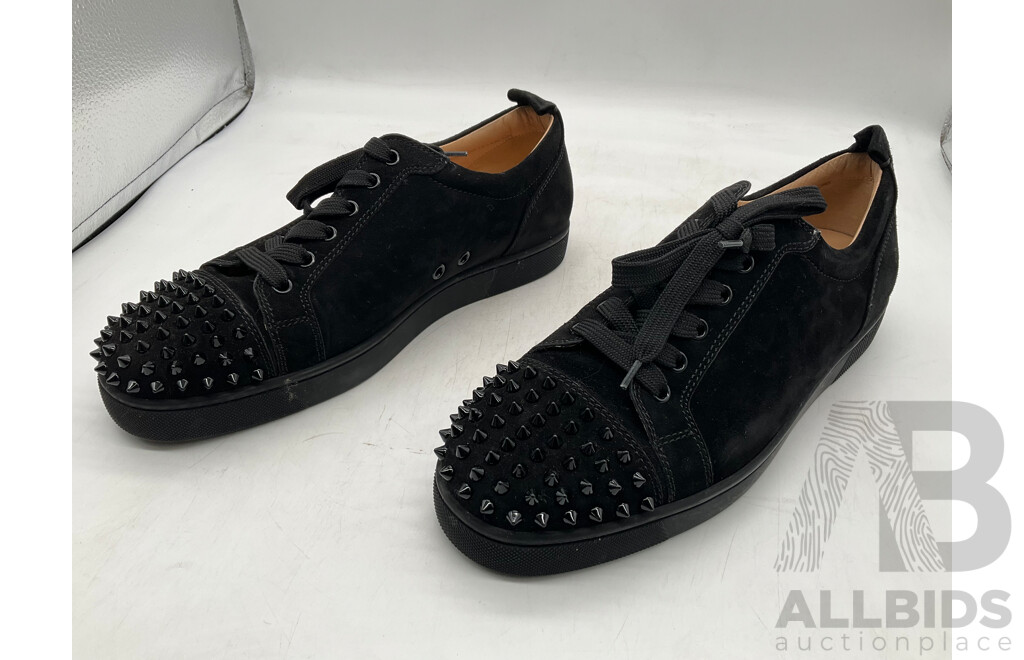 Christian Louboutin Louis Junior Spikes Flat Velours Shoes (Size 42.5) - ORP $1,225.00