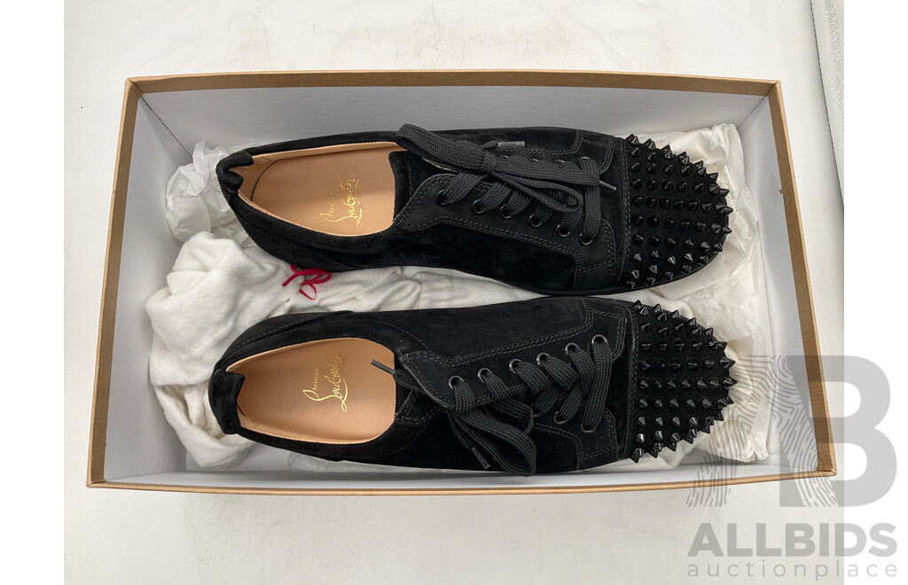 Christian Louboutin Louis Junior Spikes Flat Velours Shoes (Size 42.5) - ORP $1,225.00