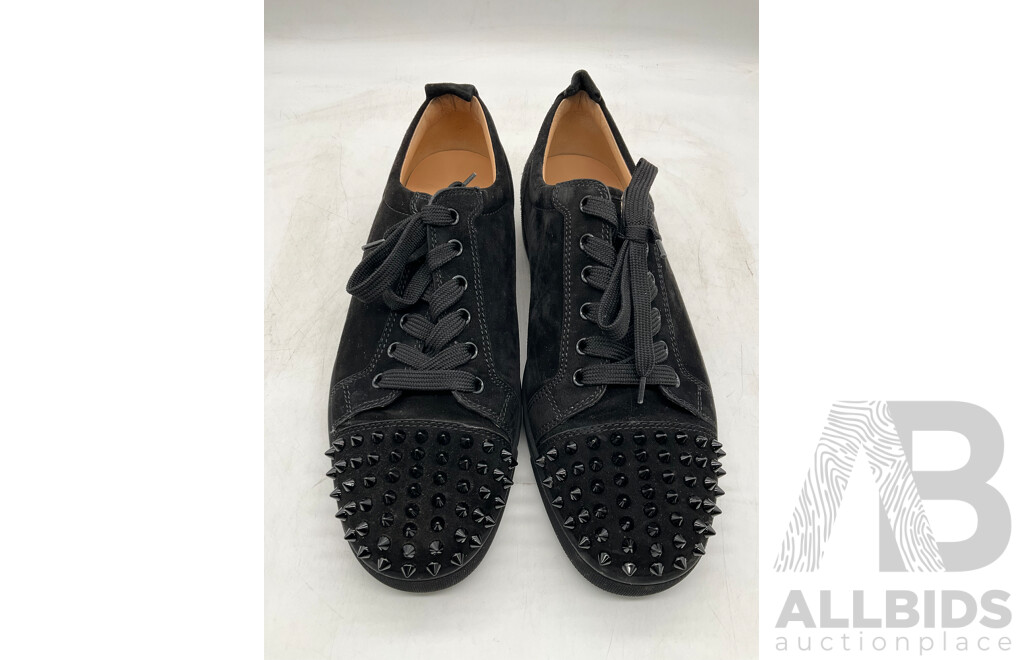 Christian Louboutin Louis Junior Spikes Flat Velours Shoes (Size 42.5) - ORP $1,225.00