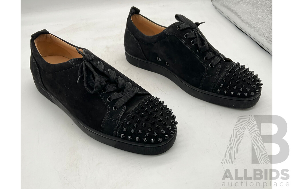 Christian Louboutin Louis Junior Spikes Flat Velours Shoes (Size 42.5) - ORP $1,225.00