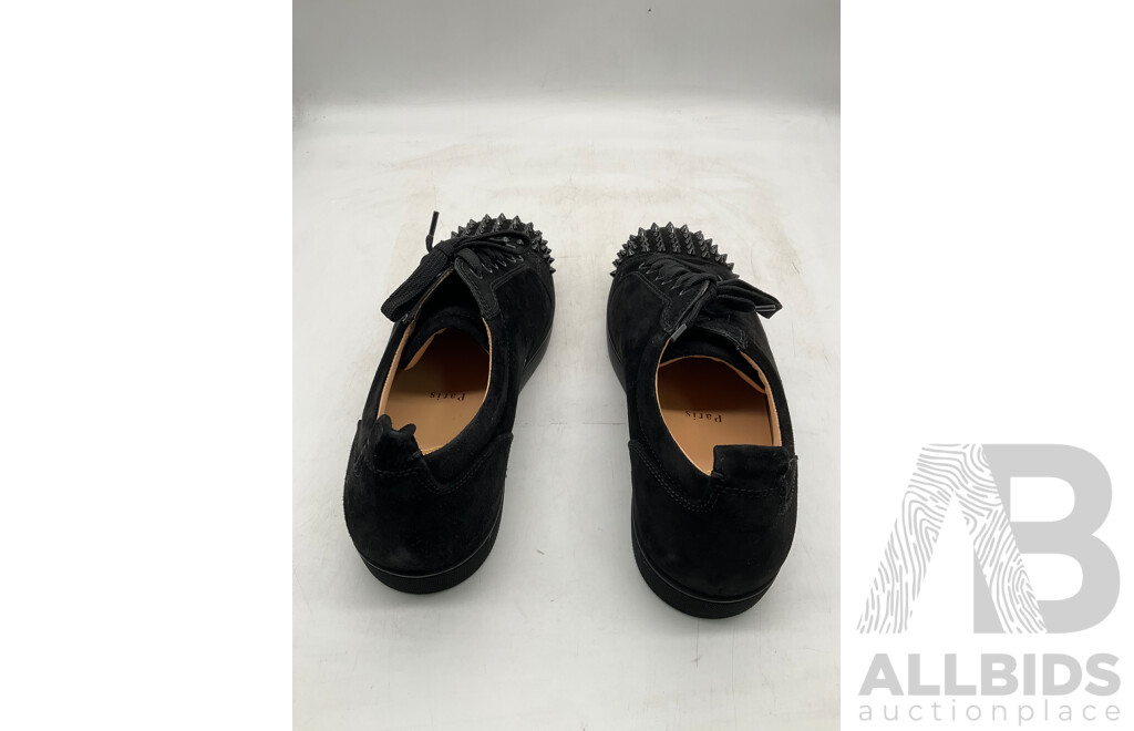 Christian Louboutin Louis Junior Spikes Flat Velours Shoes (Size 42.5) - ORP $1,225.00