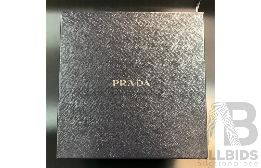 Black Bucket Hat with Box Branded Prada