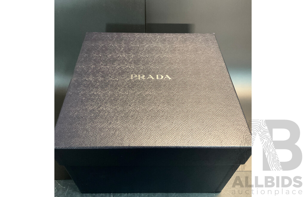 Black Bucket Hat with Box Branded Prada