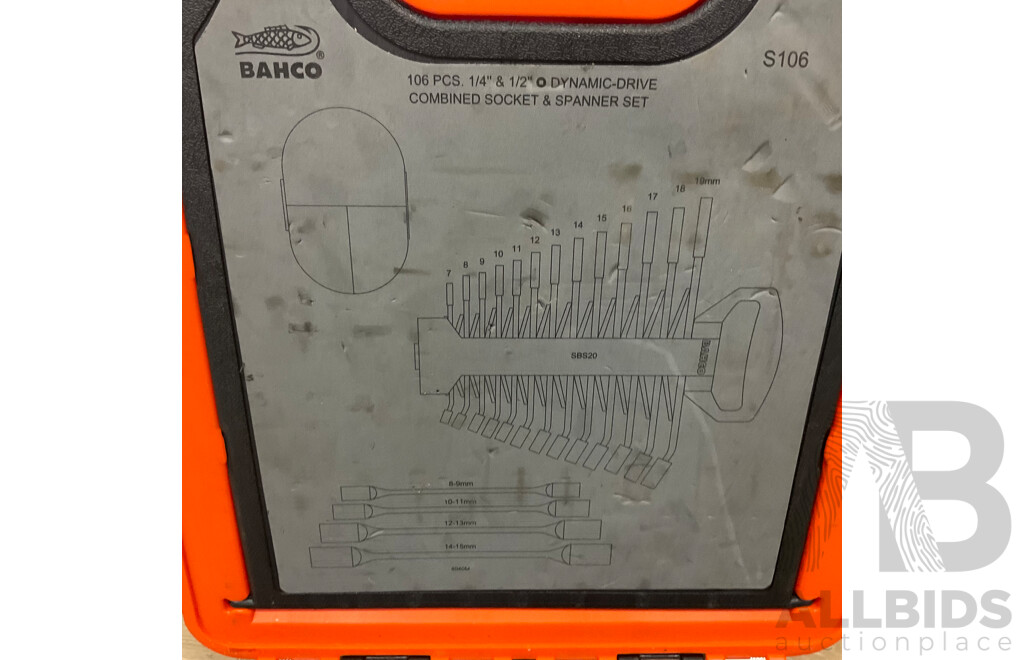 BAHCO - 106pcs 1/4 and 1/2 Dynamic Drive Socket and Spanner Set