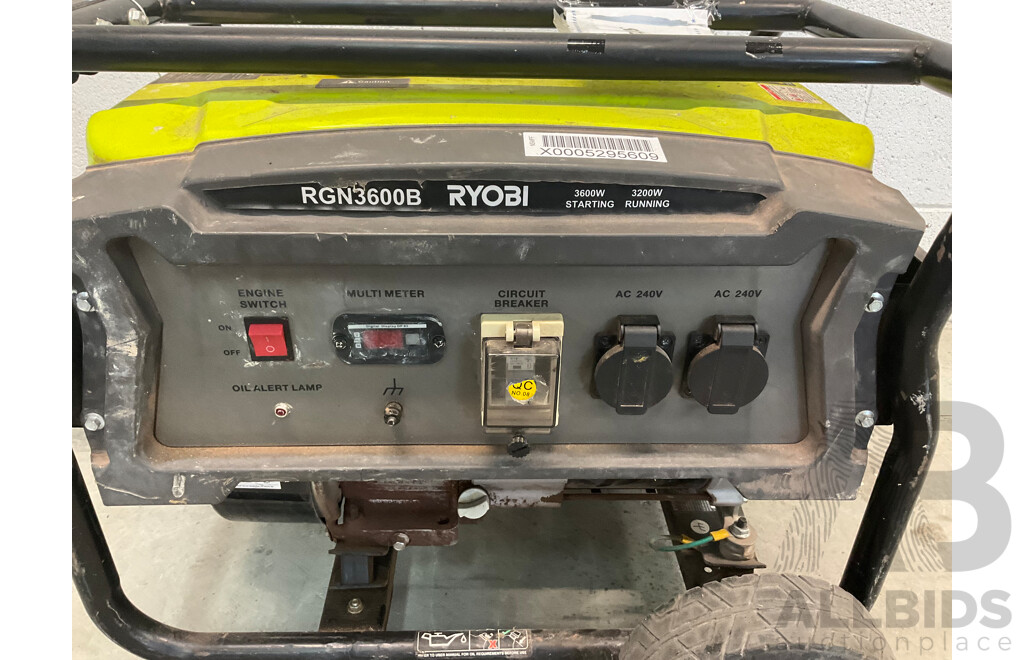 RYOBI RGN3600B 3600W 4 Stroke Petrol Generator