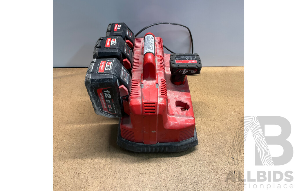 MILWAUKEE ( M12 & M18) Rapid Charge Station with 4 Battries