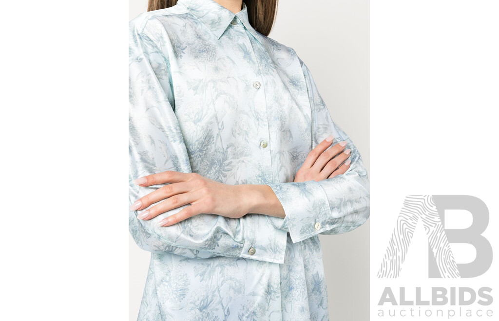 ViINCE  Dahlia Floral Silk Shirt - Blue - ORP$695.00