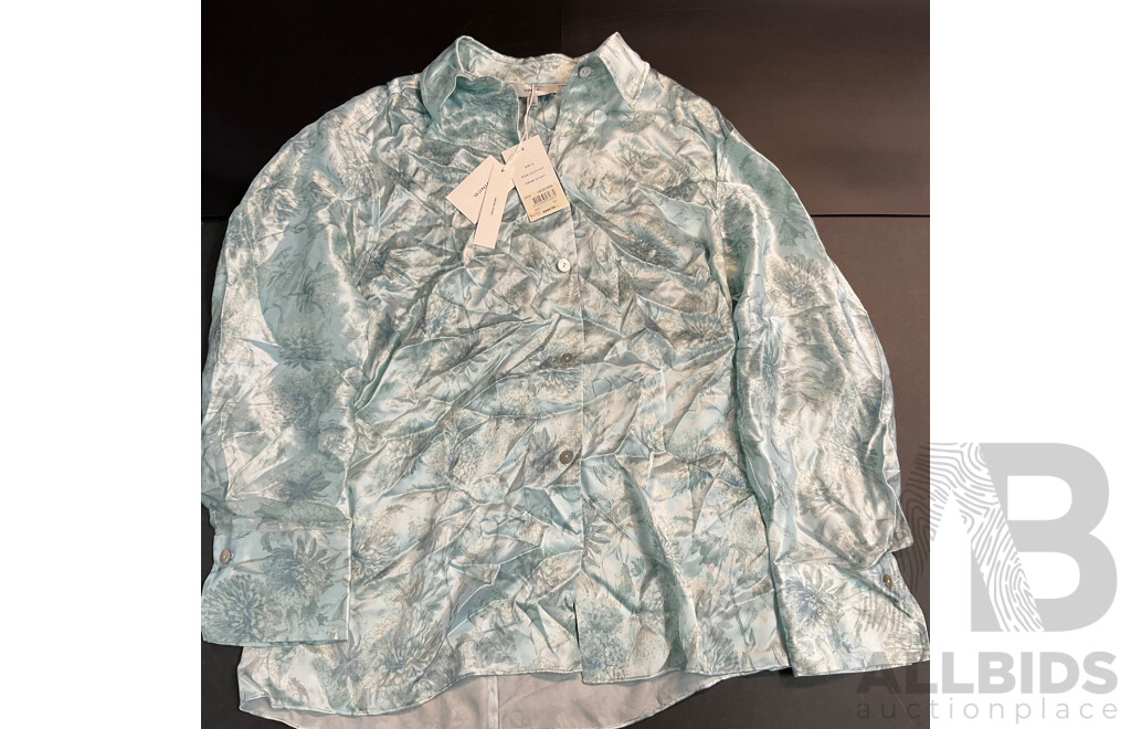 ViINCE  Dahlia Floral Silk Shirt - Blue - ORP$695.00