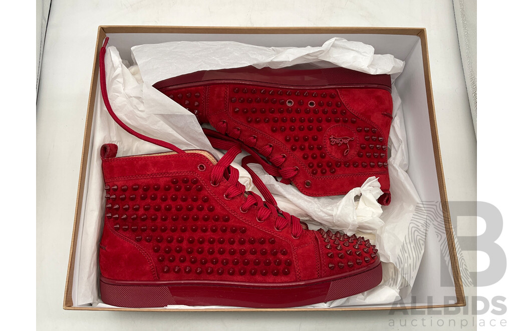 Christian Louboutin Red Suede Louis Spikes Sneakers (Size 43)