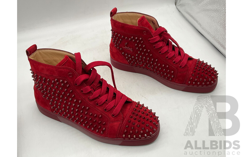 Christian Louboutin Red Suede Louis Spikes Sneakers (Size 43)