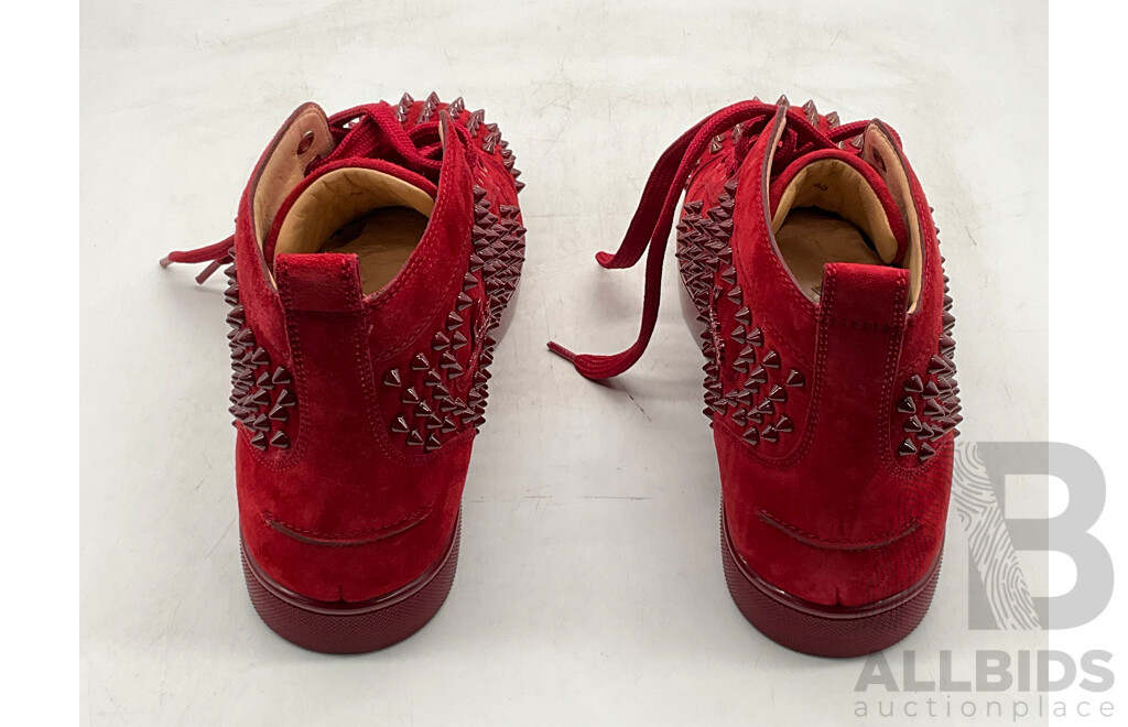 Christian Louboutin Red Suede Louis Spikes Sneakers (Size 43)