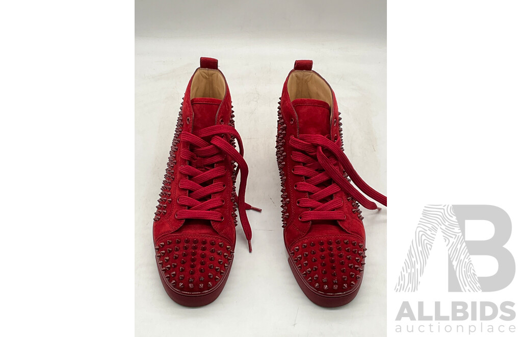 Christian Louboutin Red Suede Louis Spikes Sneakers (Size 43)