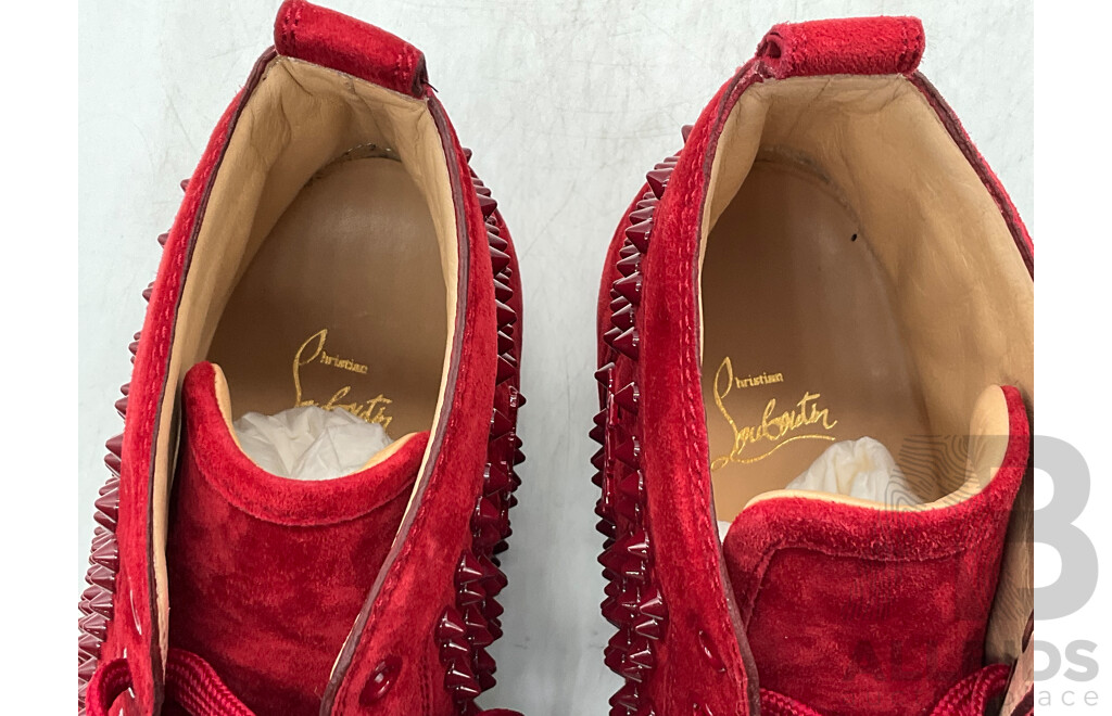 Christian Louboutin Red Suede Louis Spikes Sneakers (Size 43)