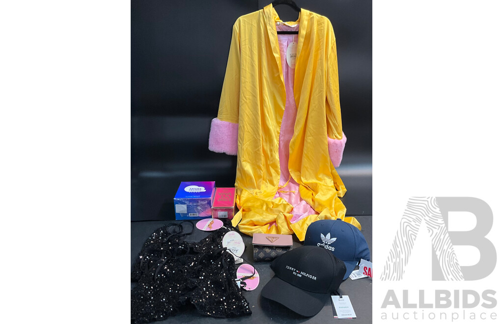 PETER ALEXANDER Bath RoBe ,GUESS Wallet & Assorted of Hat,Parfum,Tops - Lot of 10