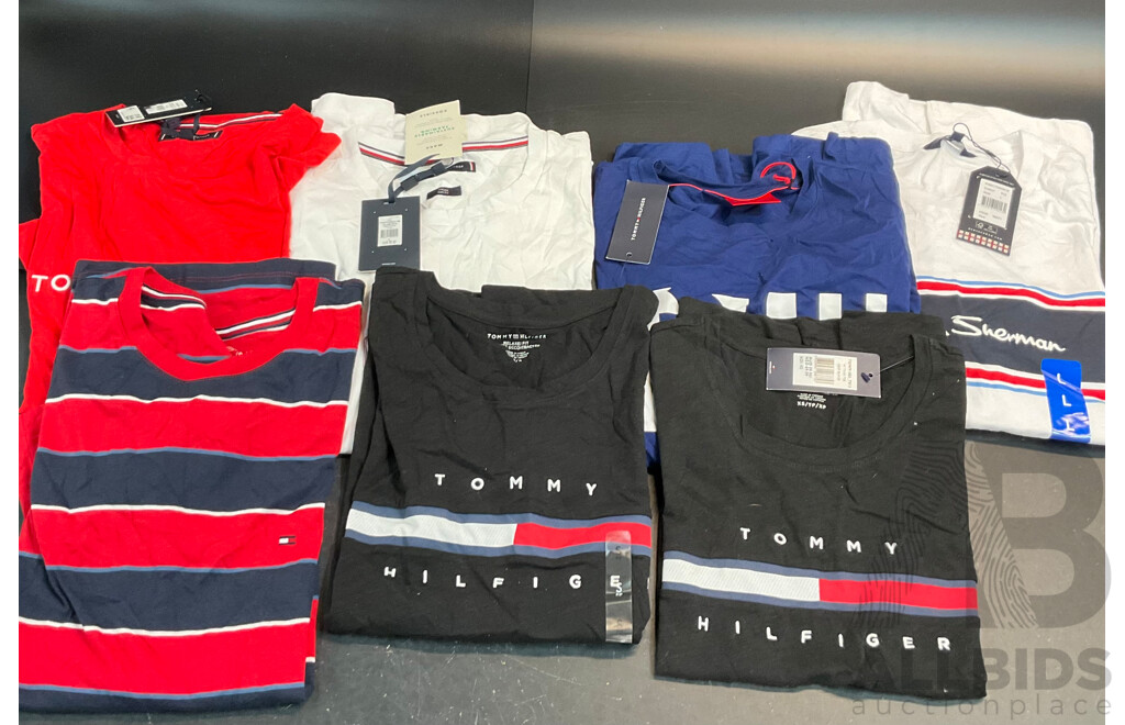 TOMMY HILFIGER, HUGO, BEN SHERMAN T-shirts - Various Sizes -  Lot of 7