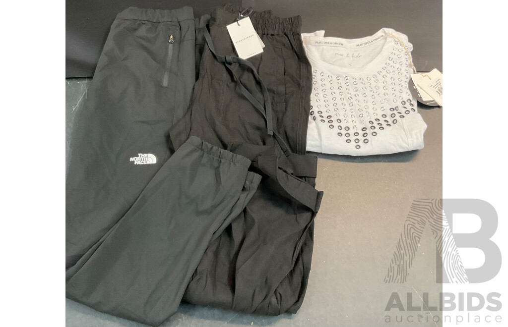 SASS& BIDE White T-shirt Size XS & Sportscraft Linen Pant Size 6 & the NORTH FACE Pant Size L - Lot of 3