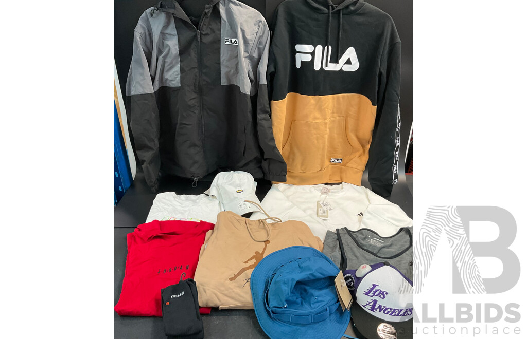 FILA, NIKE , Under Amour T-shirts, Jumper, Jacket & Accessories - Lot of 10