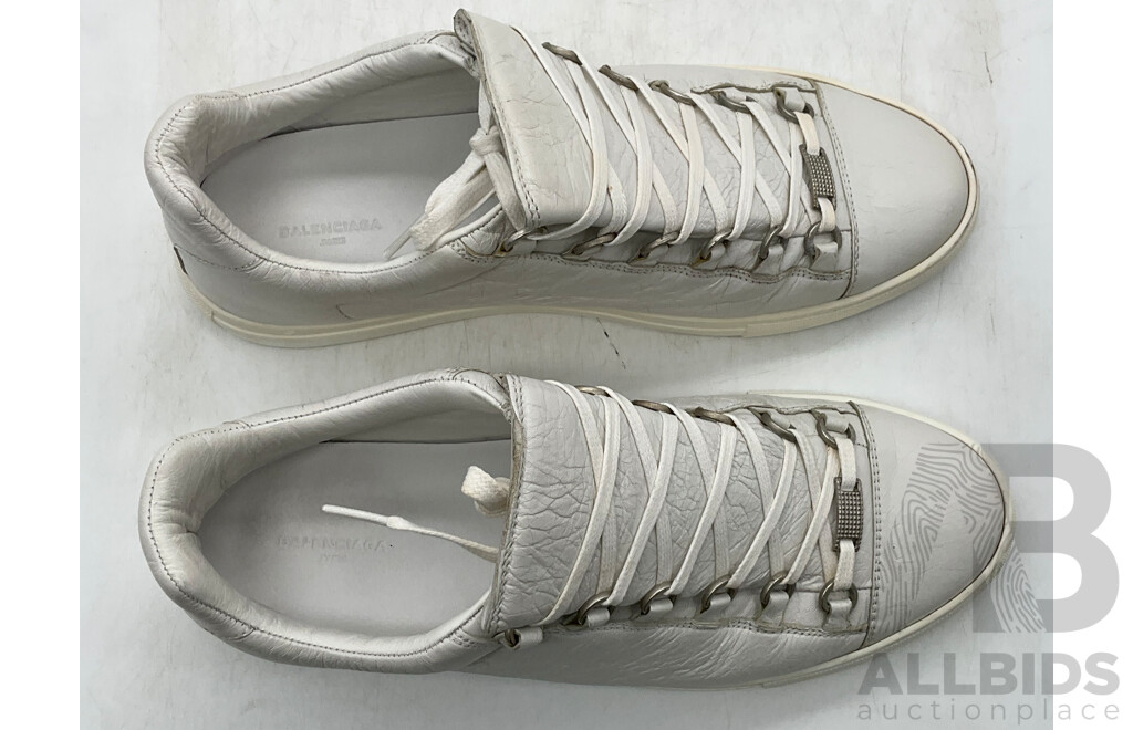 Balenciaga White Crinkle Leather Shoes (Size 42)