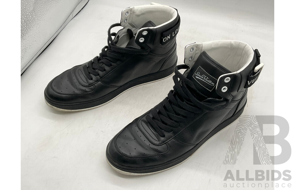 Louis Vuitton Black Leather Rivoli High Top Sneakers (Size 7.5)