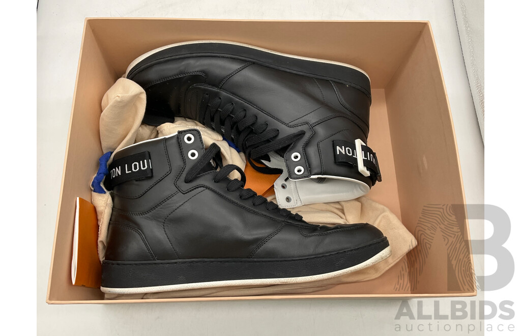 Louis Vuitton Black Leather Rivoli High Top Sneakers (Size 7.5)