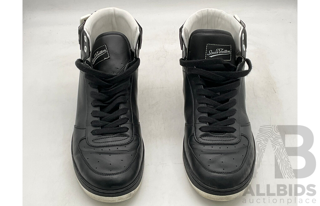 Louis Vuitton Black Leather Rivoli High Top Sneakers (Size 7.5)