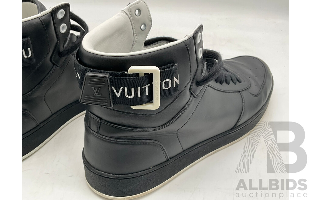 Louis Vuitton Black Leather Rivoli High Top Sneakers (Size 7.5)