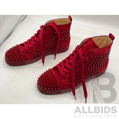 Christian Louboutin Red Suede Louis Spikes Sneakers (Size 43)