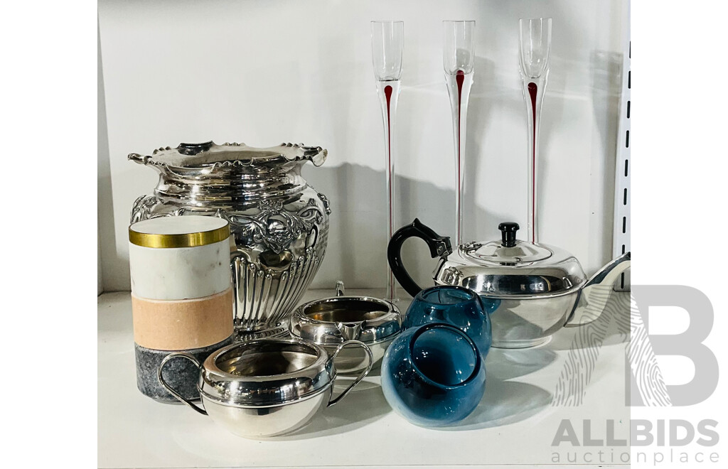 Collection of Interesting Homeware Including Small Stone Containers, Stemware and More