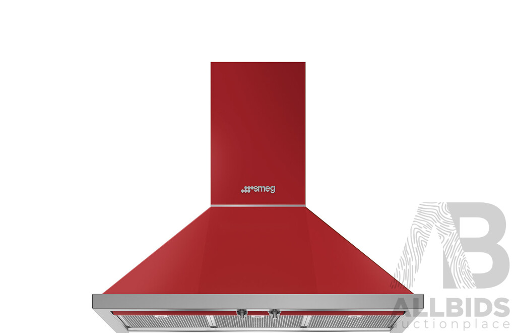 L1 - Smeg Portofino 900mm Upright Oven & Canopy Rangehood (RED)