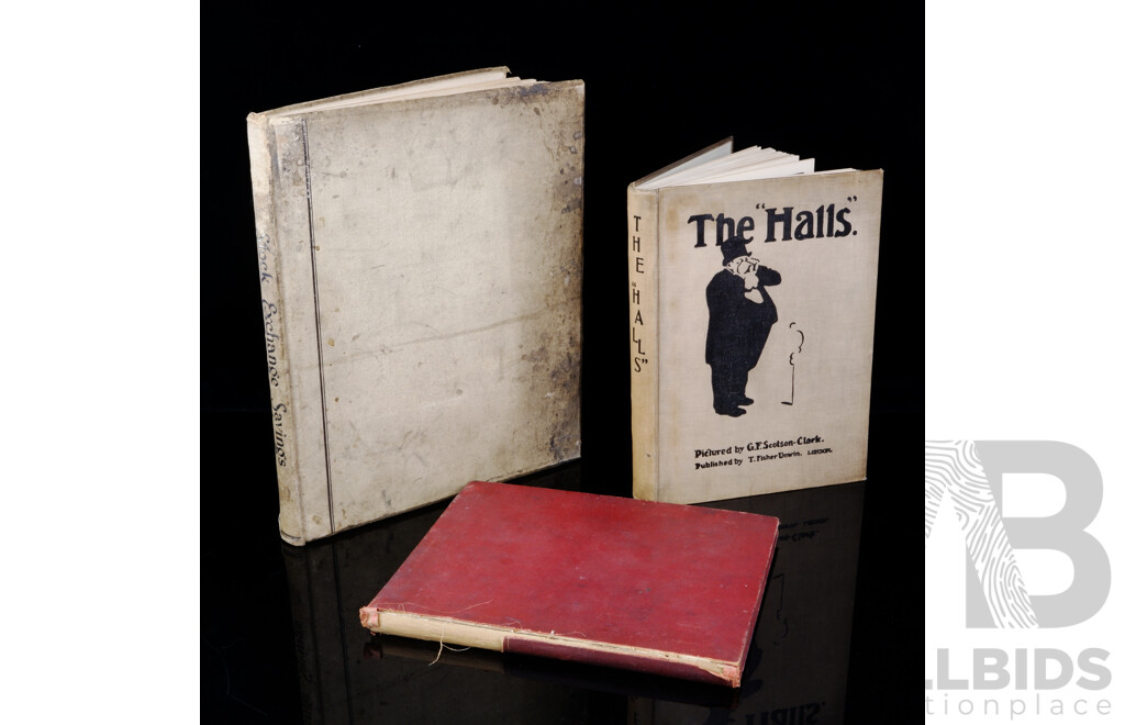 Collection Three First Edition Antique Caricature Books Comprising Stock Exchange Sayings by Hooper, 1900, the Comic Album, 1844, & the Halls by Gamble 1900, All Hardcover