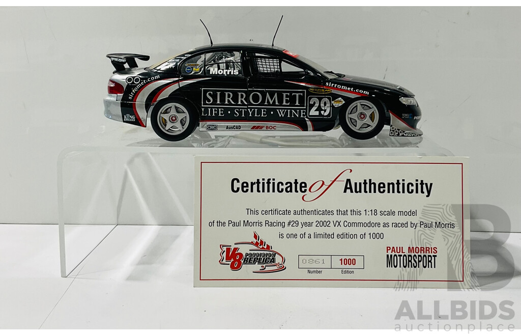 1:18 Diecast Scale Model Pauk Morris #29 2002 VX Holden Commodore Limited Edition #861/1000