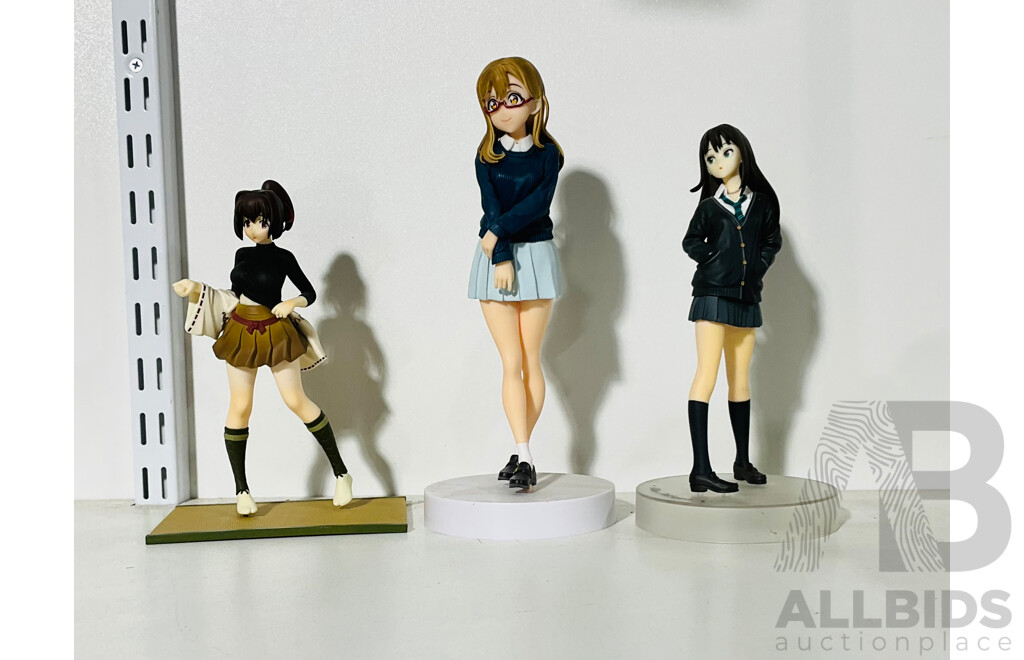 Collection of Three Anime Figures Including 18cm Rin Shibuya Figure From Idolmaster Project Cinderella