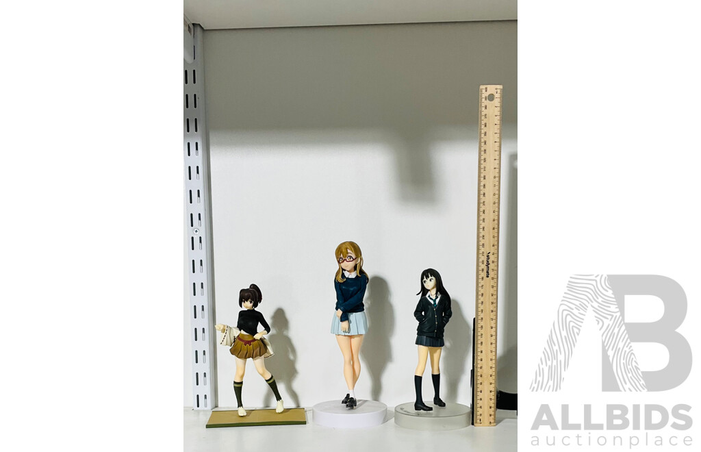 Collection of Three Anime Figures Including 18cm Rin Shibuya Figure From Idolmaster Project Cinderella