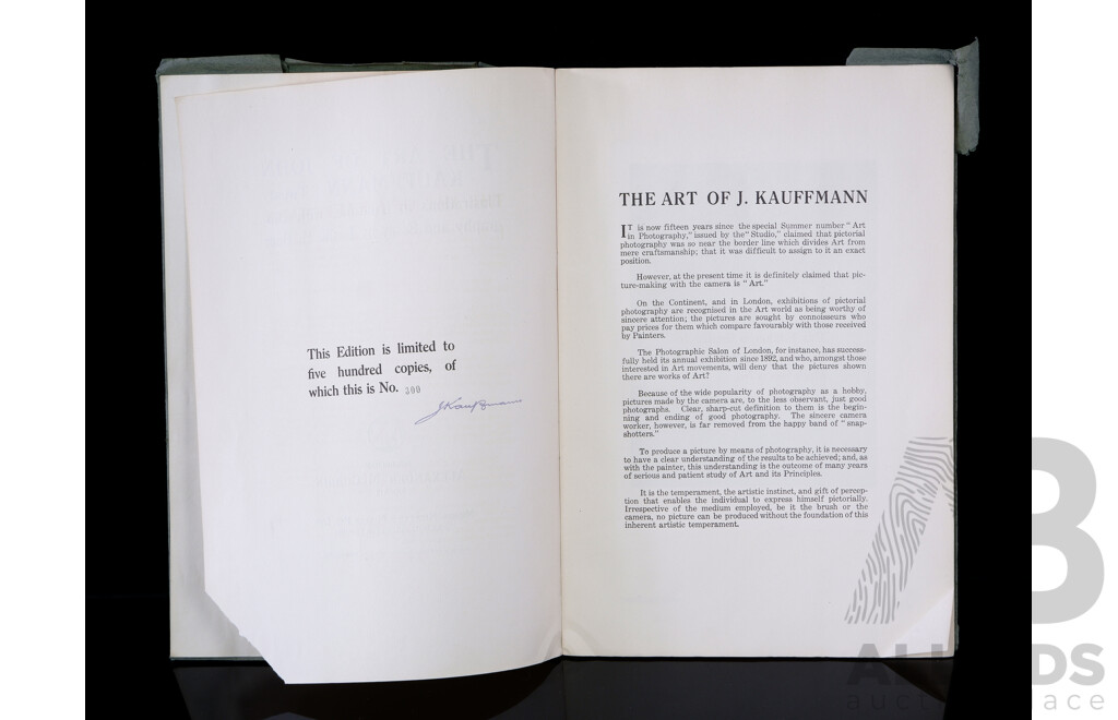 Signed Copy Limited Edition 300 of 500 First Edition, The Art of John Kauffmann, McCubbin, Melbourne, 1919