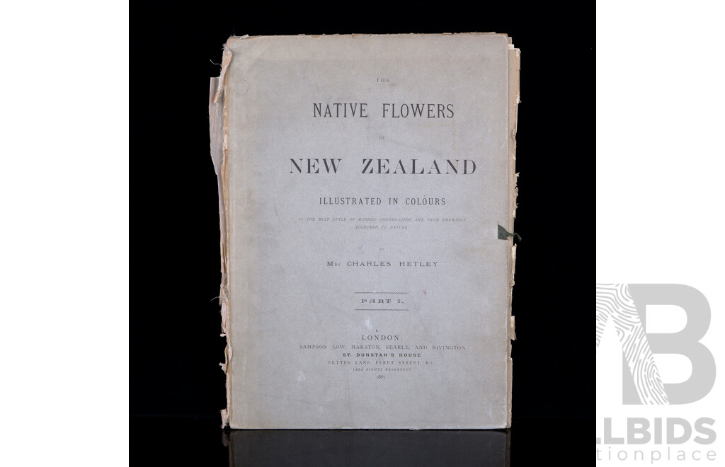 The Native Flowers of New Zealand, Mrs Charles Hetley, Sampson Low Marston Searle & Rivington, London, 1887, 12 Page Folio