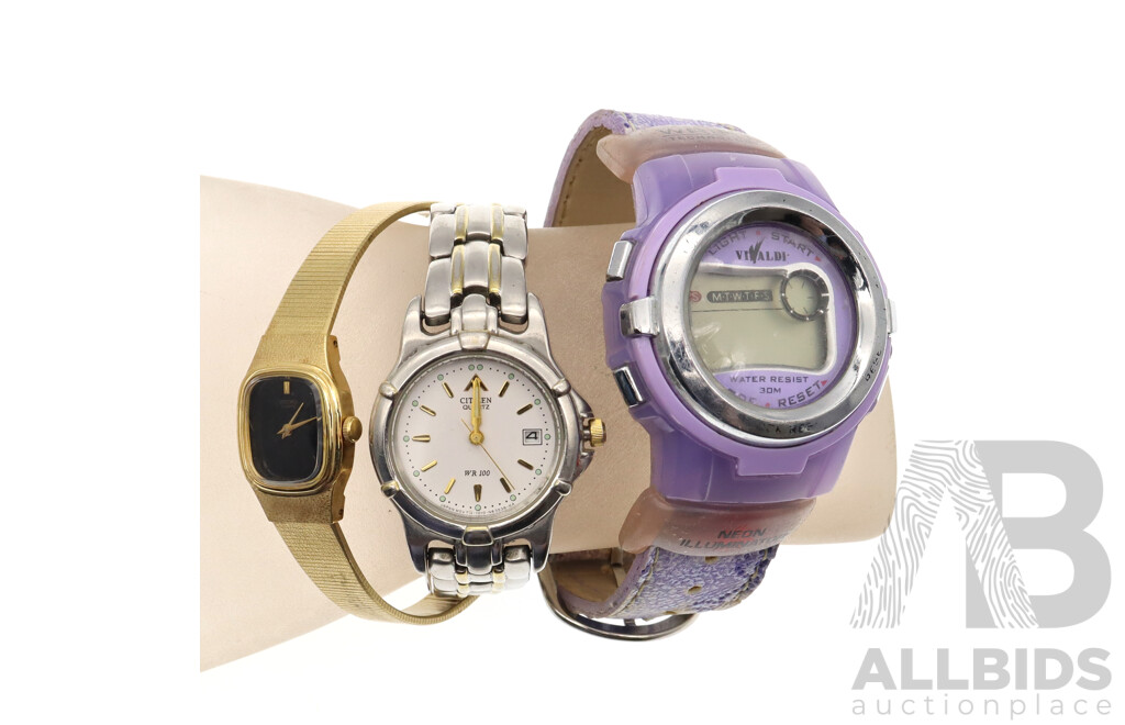 Collection of (3) Vintage Ladies Watches - Citizen & Seiko Analogue and Vivadi Digital