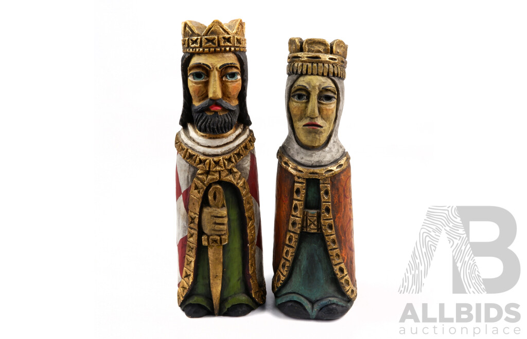 Hand Made Columbian Plaster King & Queen Figures