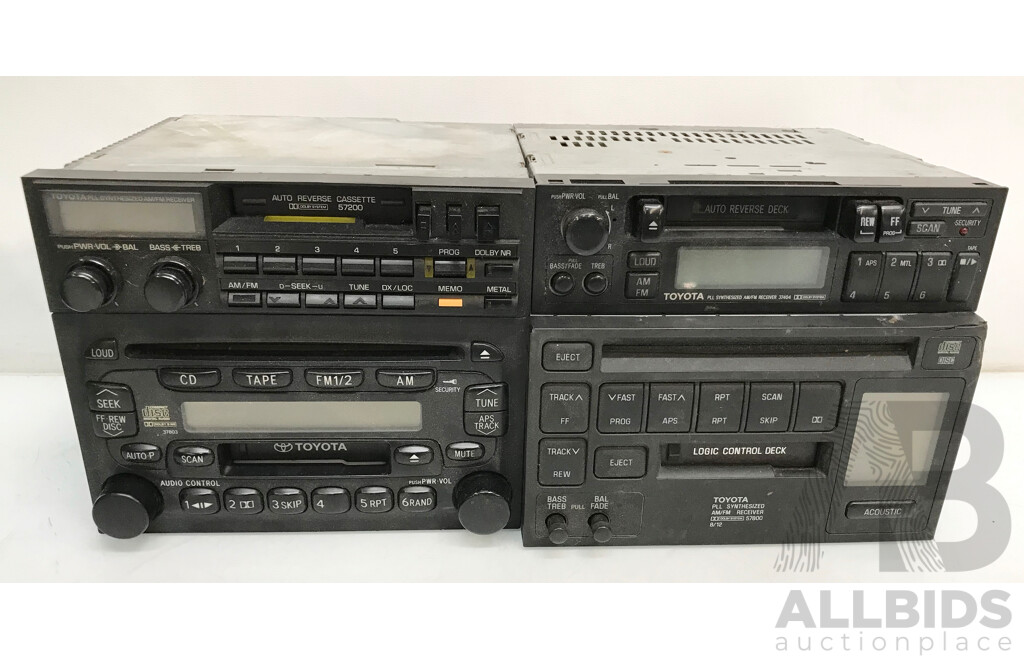 Assorted Vintage Toyota FM/AM Cassette and CD Car Stereos  - Lot of 4