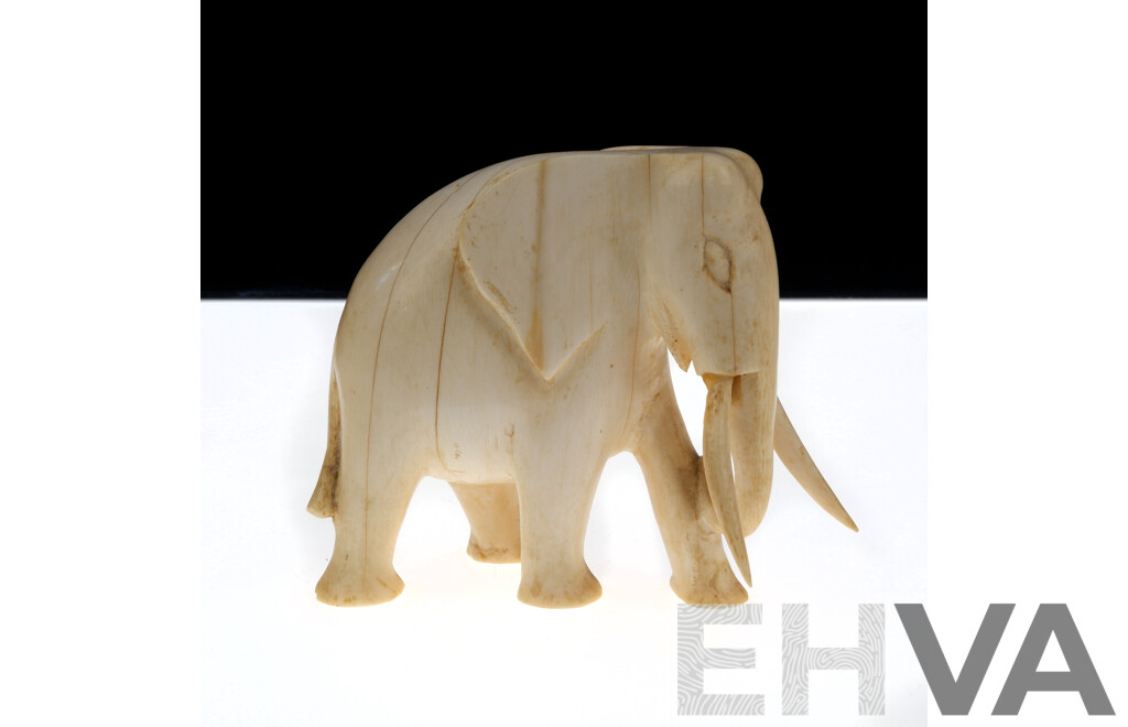 Vintage Hand Carved African Ivory Elephant Figure