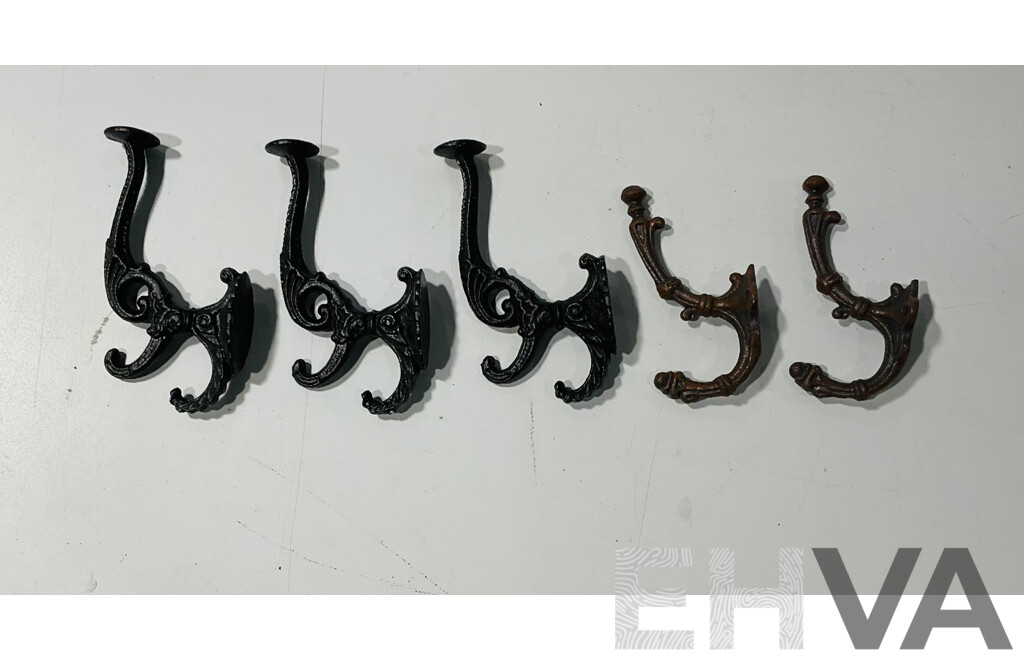 Collection of Cast-iron Wall Mounted Coat Hooks