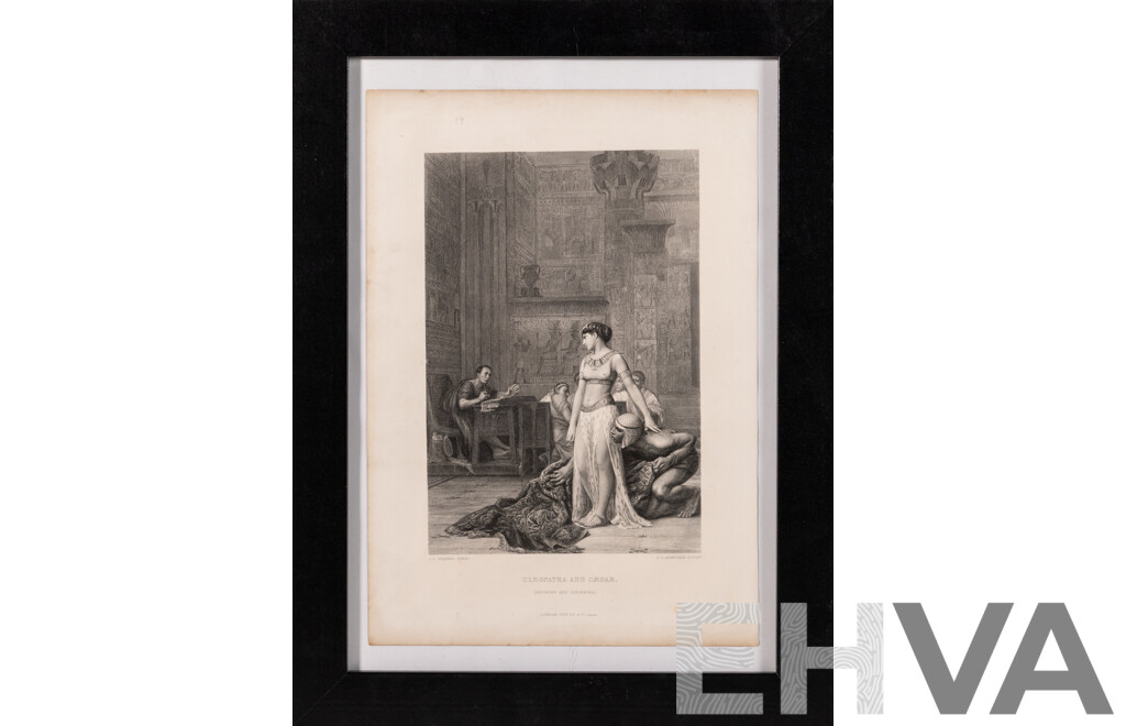 After Jean-Léon Gérôme, (19th C, French, 1824-1904), Cleopatra and Cesar, Copy of Antique Engraving by J.C. Armytage (19th C., British, 1802-1897), 49 x 36 cm (frame)