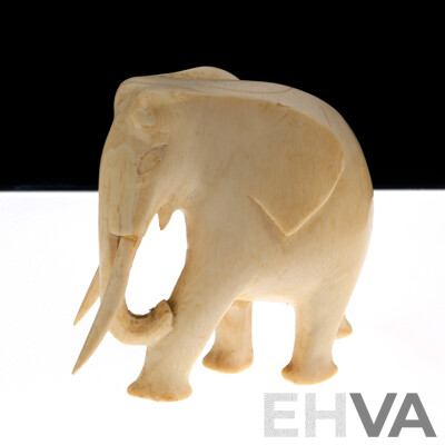 Vintage Hand Carved African Ivory Elephant Figure