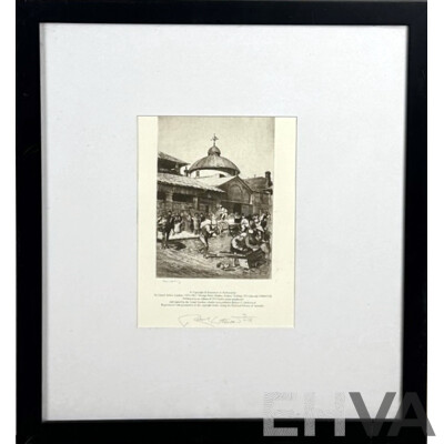Lionel Lindsay, (19/20th Centuries, Australian, 1874-1961), George St Market, Sydney (1914), Giclee Limited Edition Reprint of Original Etching, 58 x 52 cm (frame)