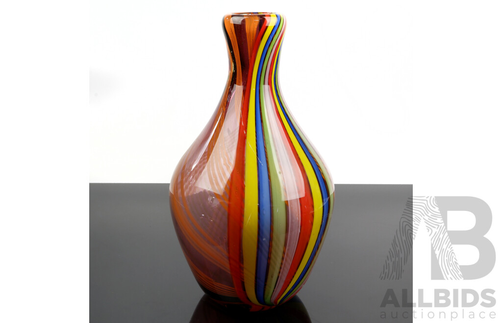 Retro Large Heavy Art Glass with Multi Coloured Internal Swirl Pattern