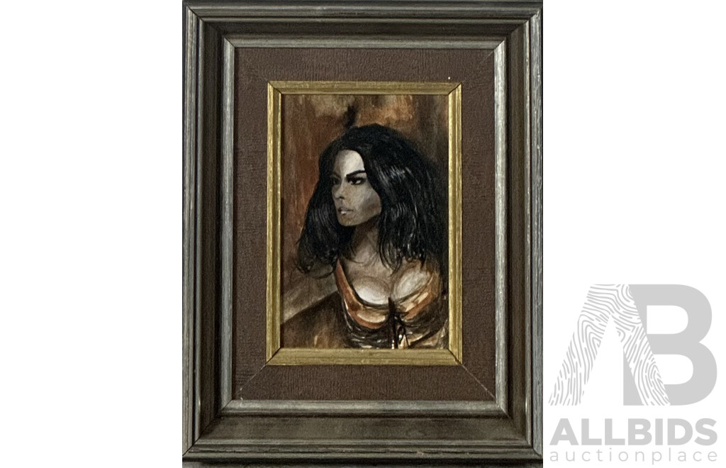 Rob Taylor, (Working c1970s), Vintage Portrait of Spanish Lady (1979), Sealed Watercolour, 24 x 19.5 cm (frame)