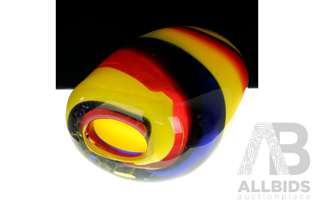 Retro Large Heavy Art Glass with Internal  Multi Coloured Swirl Decoration